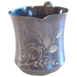1892 Antique Barbour Silver Co #227 Quadruple Plate Silver Mug Victorian Etched